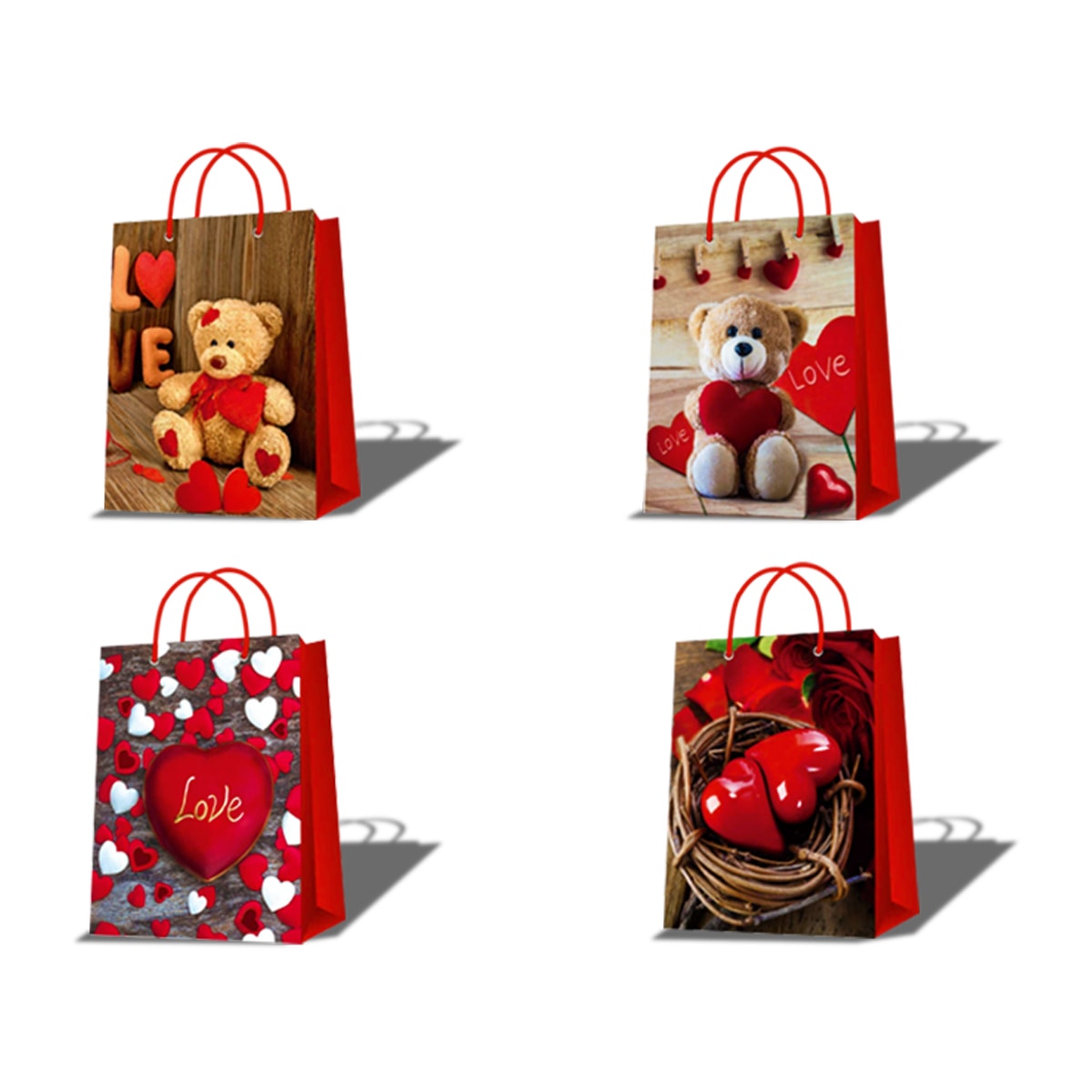 BOLSA DE REGALO OSO GLOBOS ROJO