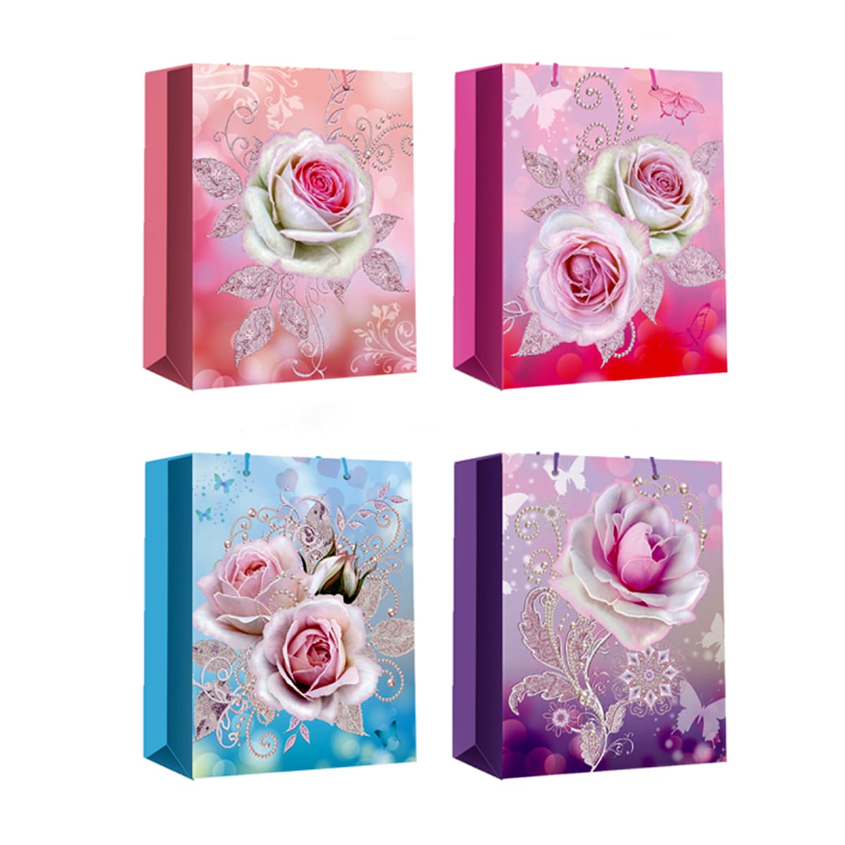 BOLSA DE REGALO ROSAS BRILLANTES