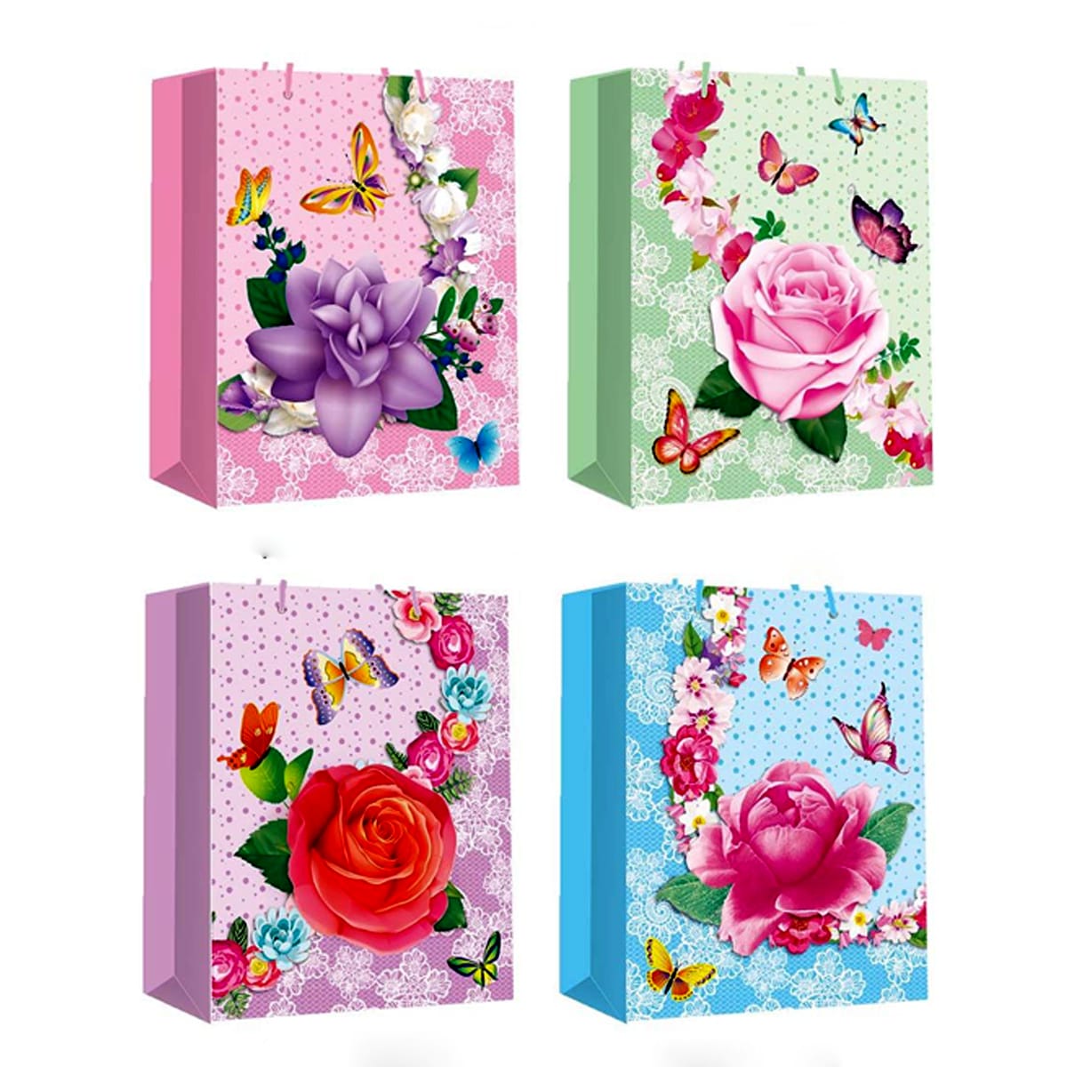 BOLSA DE REGALO ROSAS MARIPOSAS